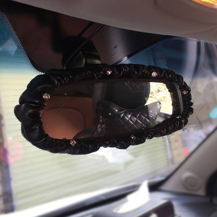 Crystal Car Interior Accessories Rear View Mirror Cover Leather Auto Rearview Mirror Cover Decoration – Leather Default Title