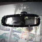 Crystal Car Interior Accessories Rear View Mirror Cover Leather Auto Rearview Mirror Cover Decoration – Leather