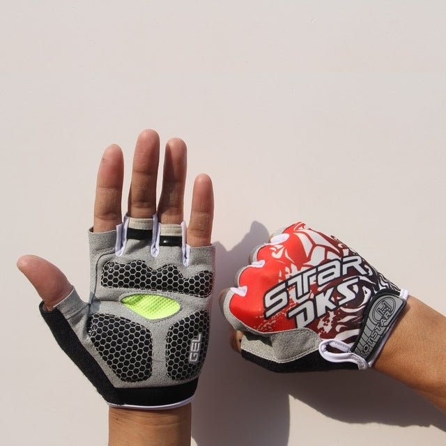 Cycling Shock Absorbing Anti-Slip Gloves Fitness Weight Lifting Training Half-finger Gloves, M, L, XL M Red