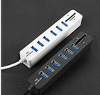 Multi USB 2.0 Hub USB Splitter High Speed 6 Ports with TF SD Card Reader – Durable Build, Easy to Use