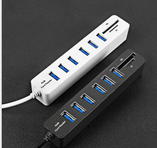 Multi USB 2.0 Hub USB Splitter High Speed 6 Ports with TF SD Card Reader – Durable Build, Easy to Use