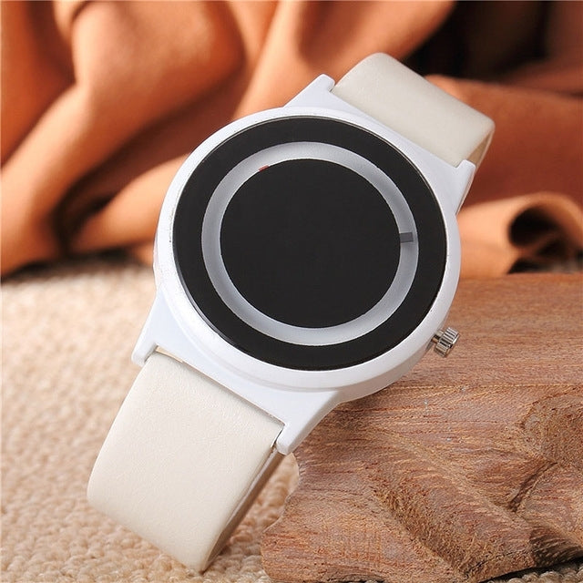 Wrist Watch – Leather (Unisex Women Men) WHITE