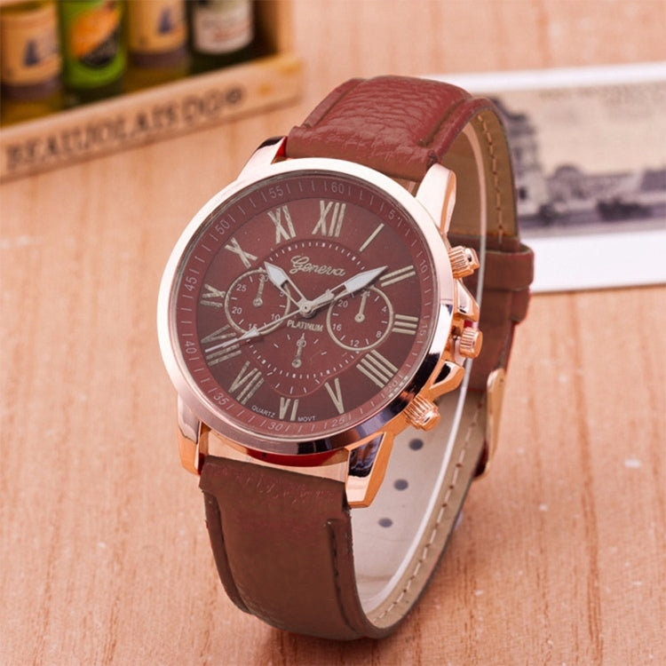 Women and Men Fashion Quartz Watches Leather Sports Casual Watch Brown
