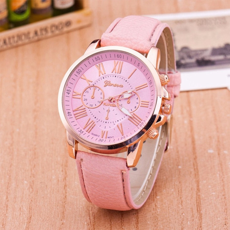 Women and Men Fashion Quartz Watches Leather Sports Casual Watch Pink