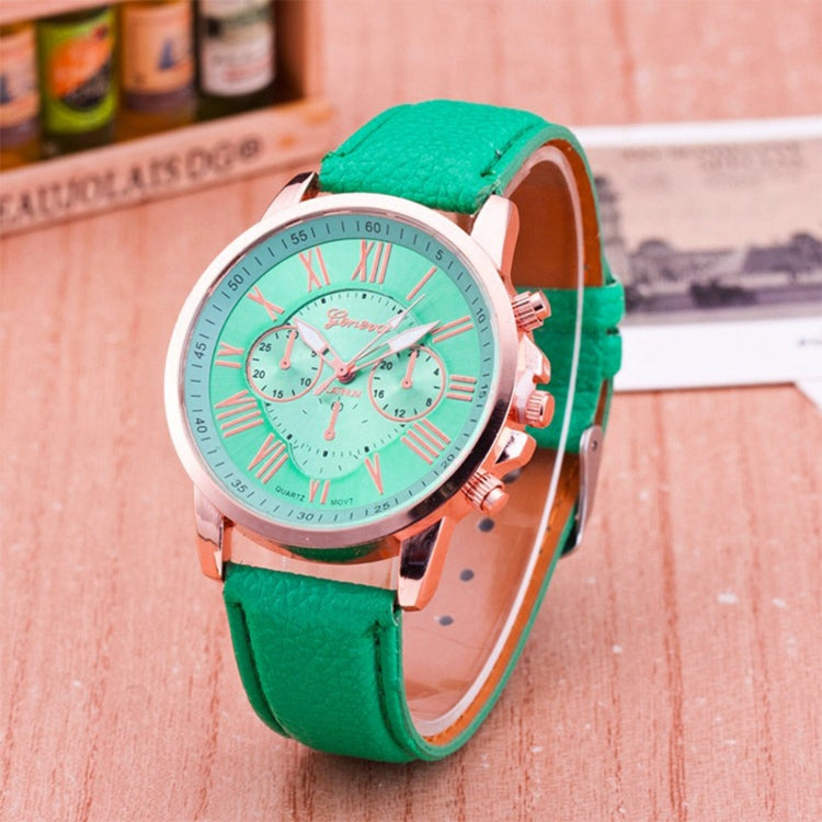 Women and Men Fashion Quartz Watches Leather Sports Casual Watch Green
