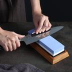 1000/6000 Red White Whetstone Double-sided Bamboo Base Set, Blue White Whetstone