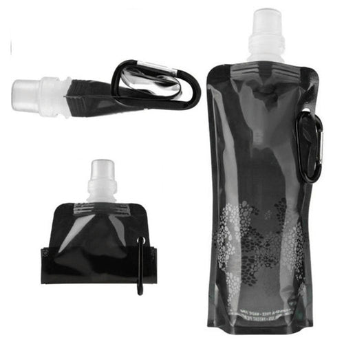 0.5L Portable Ultralight Foldable Silicone Water Bag Outdoor Sports Supplies Hiking Camping Soft Flask Waterproof Bag – Waterproof Black