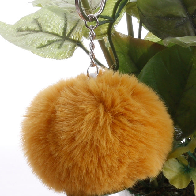 Simple Key Chain Fur Ball Pompon Keychain Pompom Artificial Rabbit Fur Animal Keychains for Woman Car Bag Key Rings – Durable Build, Easy to Use coffee