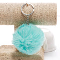 Simple Key Chain Fur Ball Pompon Keychain Pompom Artificial Rabbit Fur Animal Keychains for Woman Car Bag Key Rings light green