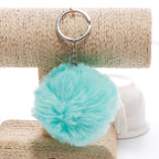 Simple Key Chain Fur Ball Pompon Keychain Pompom Artificial Rabbit Fur Animal Keychains for Woman Car Bag Key Rings light green