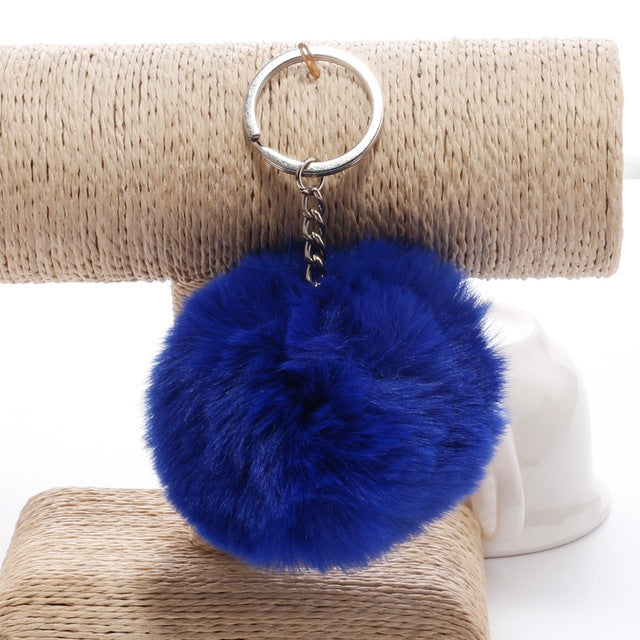 Simple Key Chain Fur Ball Pompon Keychain Pompom Artificial Rabbit Fur Animal Keychains for Woman Car Bag Key Rings – Durable Build, Easy to Use royal blue