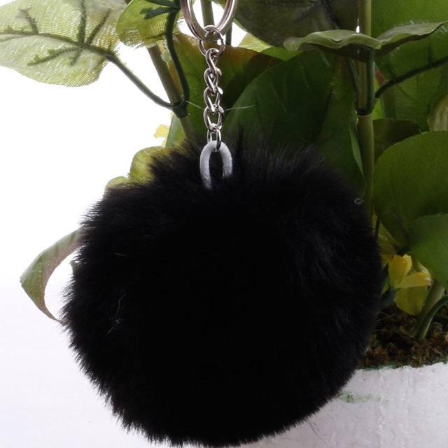 Simple Key Chain Fur Ball Pompon Keychain Pompom Artificial Rabbit Fur Animal Keychains for Woman Car Bag Key Rings – Durable Build, Easy to Use black