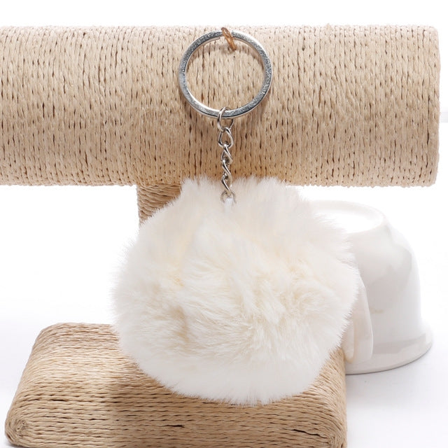 Simple Key Chain Fur Ball Pompon Keychain Pompom Artificial Rabbit Fur Animal Keychains for Woman Car Bag Key Rings – Durable Build, Easy to Use khaki