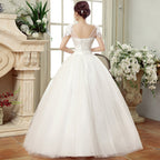 Vintage Lace Short Sleeved Round Neck Slim Slim Wedding Dress, S, M, XL