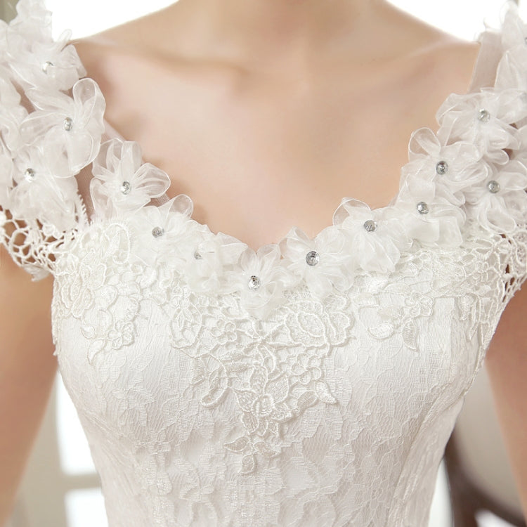 Vintage Lace Short Sleeved Round Neck Slim Slim Wedding Dress, S, M, XL