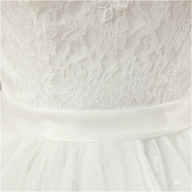 Vintage Lace Short Sleeved Round Neck Slim Slim Wedding Dress, S, M, XL