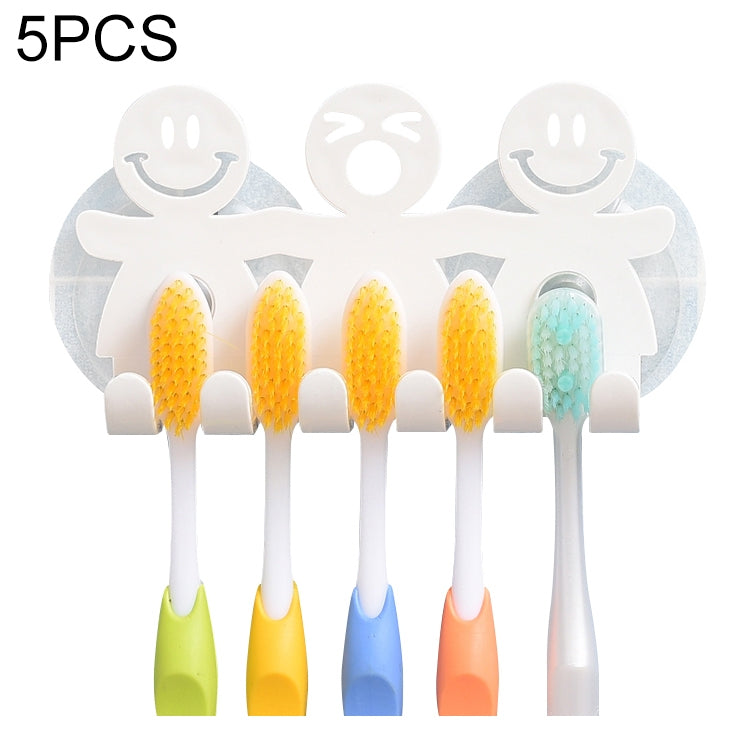 5 PCS Cute Smiley Suction Cup Hanging Toothbrush Holder Plastic Small Person Teeth Holder, Cute Smiley Suction Toothbrush Holder Cute Smiley Suction Toothbrush Holder