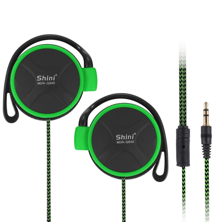 Shini Q940 3.5mm Super Bass EarHook Earphone for Mp3 Player Computer Mobile Green No Mic