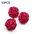 10 PCS Artificial Straw Ball For Birthday Party Wedding Christmas Home Decor Rose Red