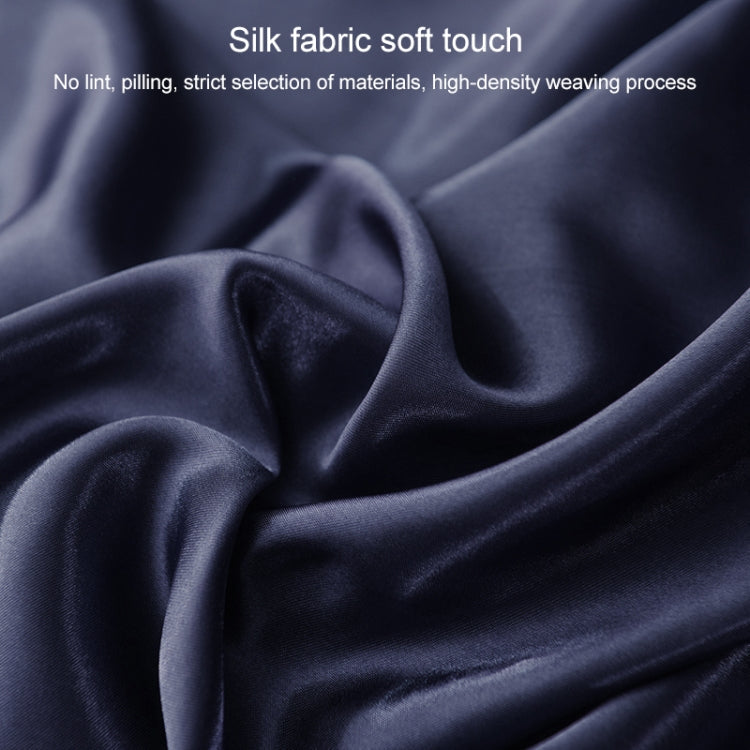 Home Ice Silk Simulation Silk Four-Piece Pillowcase Flat Sheet Fitted Sheet Set, US-Full/UK-D:138x190x35cm, US-Queen/UK-K:153x203x35cm