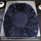 Home Ice Silk Simulation Silk Four-Piece Pillowcase Flat Sheet Fitted Sheet Set, US-Full/UK-D:138x190x35cm, US-Queen/UK-K:153x203x35cm