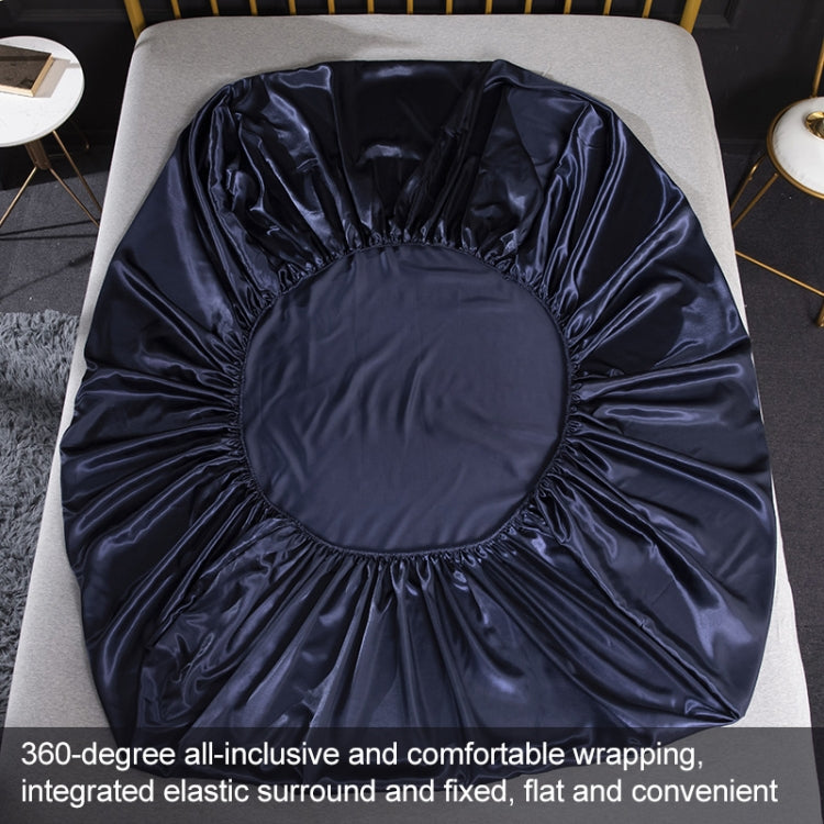 Home Ice Silk Simulation Silk Four-Piece Pillowcase Flat Sheet Fitted Sheet Set, US-King:198x203x35cm, UK-SK:180x200x35cm, US-King: 198x203x35cm
