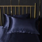 Home Ice Silk Simulation Silk Four-Piece Pillowcase Flat Sheet Fitted Sheet Set, US-King:198x203x35cm, UK-SK:180x200x35cm, US-King: 198x203x35cm