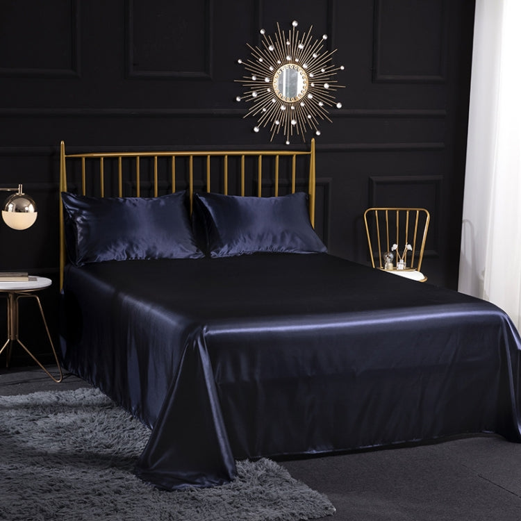 Home Ice Silk Simulation Silk Four-Piece Pillowcase Flat Sheet Fitted Sheet Set, US-King:198x203x35cm, UK-SK:180x200x35cm, US-King: 198x203x35cm