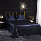 Home Ice Silk Simulation Silk Four-Piece Pillowcase Flat Sheet Fitted Sheet Set, US-King:198x203x35cm, UK-SK:180x200x35cm, US-King: 198x203x35cm