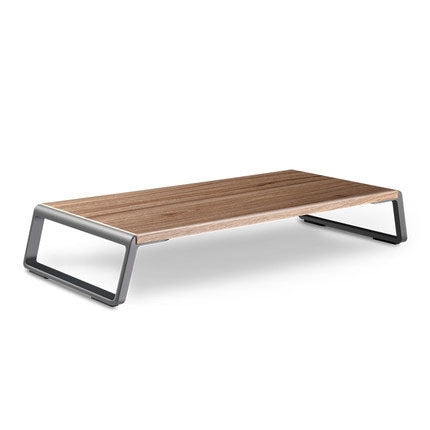 Monitor Stand Riser with Metal Feet for iMac MacBook LCD Display Printer, Lapdesk Tabletop Organizer Sturdy Platform Save Space – Aluminum Alloy Dark Wood Grain