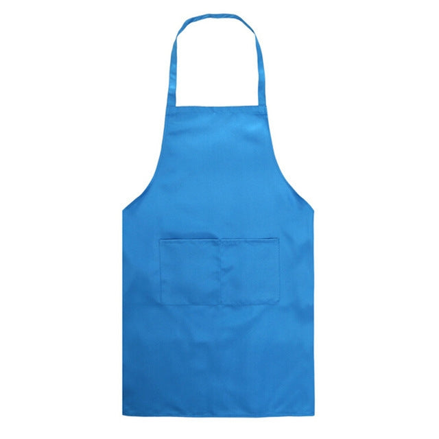 2PCS Kitchen Chef Aprons Cooking Baking Apron With Pockets, Black, Red, Rose Red, Green, Blue, Purple, Yellow, Coffe, Orange Blue