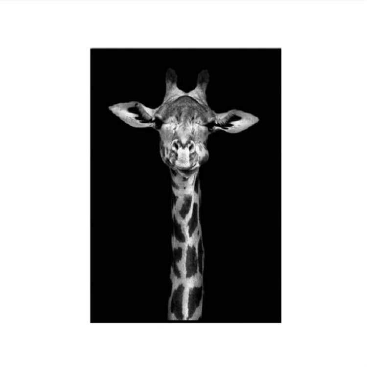 Simple Black and White Animal Decoration Painting Study Living Room Sofa Background Wall Painting Without Frame, 21X30cm 21X30cm Giraffe