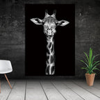 Simple Black and White Animal Decoration Painting Study Living Room Sofa Background Wall Painting Without Frame, 21X30cm