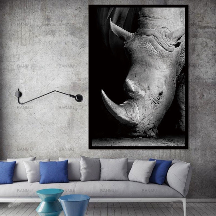 Simple Black and White Animal Decoration Painting Study Living Room Sofa Background Wall Painting Without Frame, 21X30cm