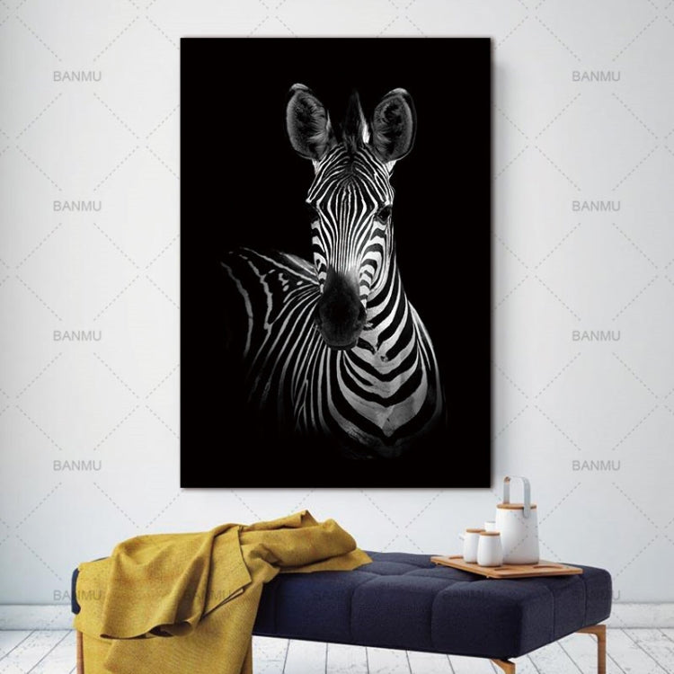 Simple Black and White Animal Decoration Painting Study Living Room Sofa Background Wall Painting Without Frame, 21X30cm
