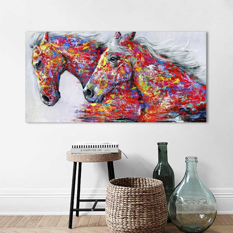 Two Horses Watercolor Decorative Oil Painting Living Room Decoration Painting Frameless Core, 20 x 40 cm, 30 x 60 cm, 40 x 80 cm, 50×100 cm – Durable Build, Easy to Use