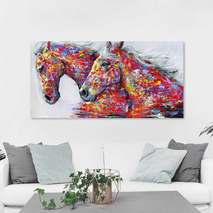 Two Horses Watercolor Decorative Oil Painting Living Room Decoration Painting Frameless Core, 20 x 40 cm, 30 x 60 cm, 40 x 80 cm, 50×100 cm – Durable Build, Easy to Use