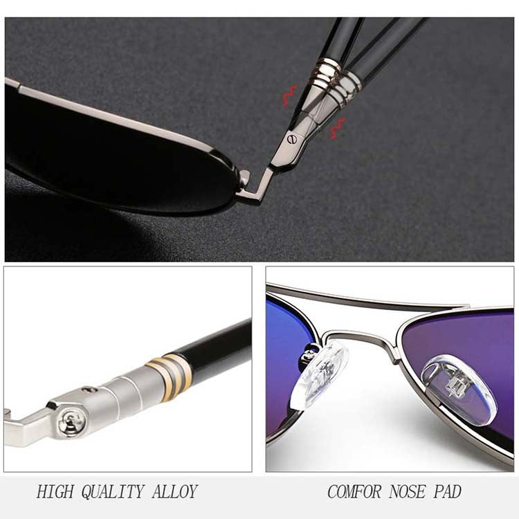 Men Oversized Aviation Metal Frame Spring Temple Polarized Sunglasses Male Pilot Male Driving Sun Glasses, Black Frame, Gun Grey Frame, Coffee Frame, Silver Frame – Durable Build, Easy to Use
