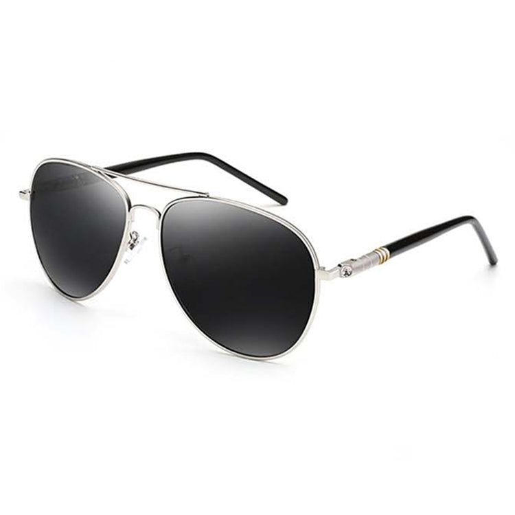 Men Oversized Aviation Metal Frame Spring Temple Polarized Sunglasses Male Pilot Male Driving Sun Glasses, Black Frame, Gun Grey Frame, Coffee Frame, Silver Frame – Durable Build, Easy to Use Silver Frame