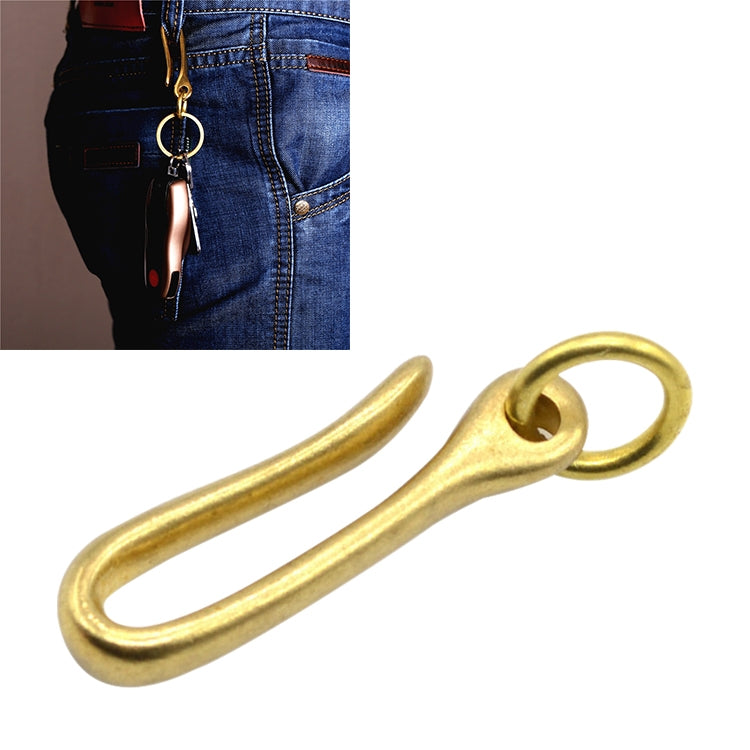 Retro Solid Brass Key Chain Key Ring Belt U Hook Wallet Chain Fish Hook, 6cm with Copper Rin, 6cm without Copper Rin 6cm with Copper Rin