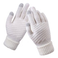 Winter Touch Screen Gloves Women Men Warm Stretch Knit Mittens Imitation Wool Thicken Full Finger Gloves, White, Grey, Black, Yellow, Navy Blue, Kids White, Kids Black, A-Navy Blue, A-Black, A-White, A-Grey, B-Grey, B-Blue, C-Yellow, C-Blue, C-Purple  ... White