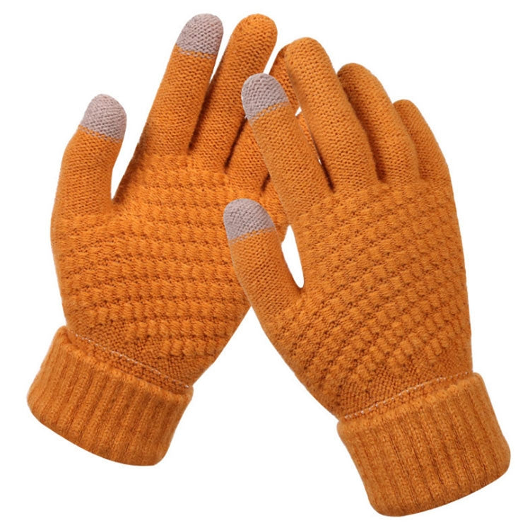 Winter Touch Screen Gloves Women Men Warm Stretch Knit Mittens Imitation Wool Thicken Full Finger Gloves, White, Grey, Black, Yellow, Navy Blue, Kids White, Kids Black, A-Navy Blue, A-Black, A-White, A-Grey, B-Grey, B-Blue, C-Yellow, C-Blue,... Yellow