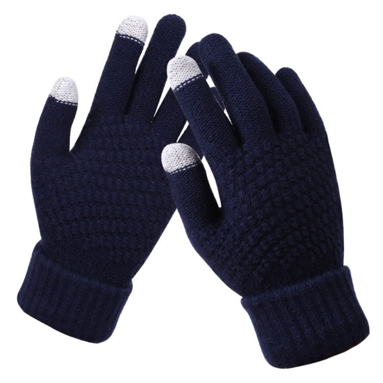 Winter Touch Screen Gloves Women Men Warm Stretch Knit Mittens Imitation Wool Thicken Full Finger Gloves, White, Grey, Black, Yellow, Navy Blue, Kids White, Kids Black, A-Navy Blue, A-Black, A-White, A-Grey, B-Grey, B-Blue, C-Yellow, C-Blue,... Navy Blue