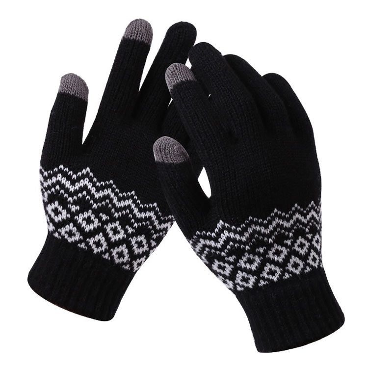 Winter Touch Screen Gloves Women Men Warm Stretch Knit Mittens Imitation Wool Thicken Full Finger Gloves, White, Grey, Black, Yellow, Navy Blue, Kids White, Kids Black, A-Navy Blue, A-Black, A-White, A-Grey, B-Grey, B-Blue, C-Yellow, C-Blue,... A-Black
