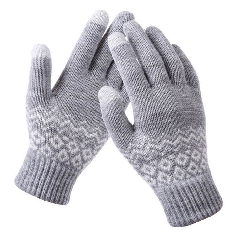 Winter Touch Screen Gloves Women Men Warm Stretch Knit Mittens Imitation Wool Thicken Full Finger Gloves, White, Grey, Black, Yellow, Navy Blue, Kids White, Kids Black, A-Navy Blue, A-Black, A-White, A-Grey, B-Grey, B-Blue, C-Yellow, C-Blue,... A-Grey