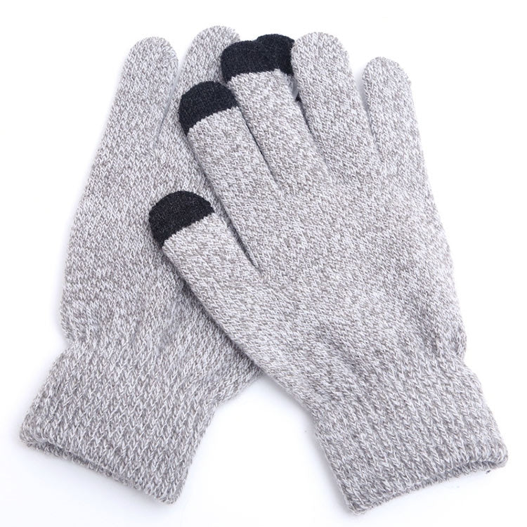 Winter Touch Screen Gloves Women Men Warm Stretch Knit Mittens Imitation Wool Thicken Full Finger Gloves, White, Grey, Black, Yellow, Navy Blue, Kids White, Kids Black, A-Navy Blue, A-Black, A-White, A-Grey, B-Grey, B-Blue, C-Yellow, C-Blue,... B-Grey
