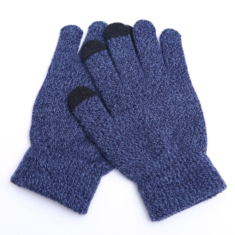 Winter Touch Screen Gloves Women Men Warm Stretch Knit Mittens Imitation Wool Thicken Full Finger Gloves, White, Grey, Black, Yellow, Navy Blue, Kids White, Kids Black, A-Navy Blue, A-Black, A-White, A-Grey, B-Grey, B-Blue, C-Yellow, C-Blue,... B-Blue