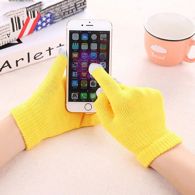 Winter Touch Screen Gloves Women Men Warm Stretch Knit Mittens Imitation Wool Thicken Full Finger Gloves, White, Grey, Black, Yellow, Navy Blue, Kids White, Kids Black, A-Navy Blue, A-Black, A-White, A-Grey, B-Grey, B-Blue, C-Yellow, C-Blue,... C-Yellow