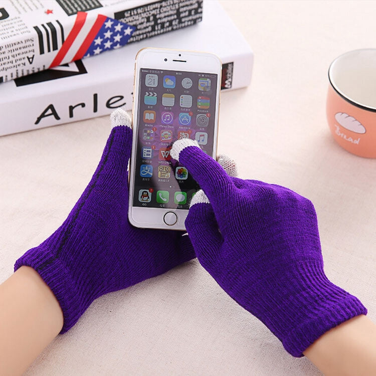 Winter Touch Screen Gloves Women Men Warm Stretch Knit Mittens Imitation Wool Thicken Full Finger Gloves, White, Grey, Black, Yellow, Navy Blue, Kids White, Kids Black, A-Navy Blue, A-Black, A-White, A-Grey, B-Grey, B-Blue, C-Yellow, C-Blue,... C-Purple