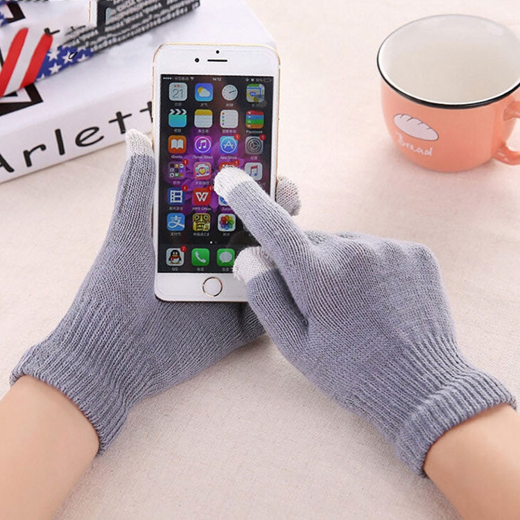 Winter Touch Screen Gloves Women Men Warm Stretch Knit Mittens Imitation Wool Thicken Full Finger Gloves, White, Grey, Black, Yellow, Navy Blue, Kids White, Kids Black, A-Navy Blue, A-Black, A-White, A-Grey, B-Grey, B-Blue, C-Yellow, C-Blue,... C-Grey